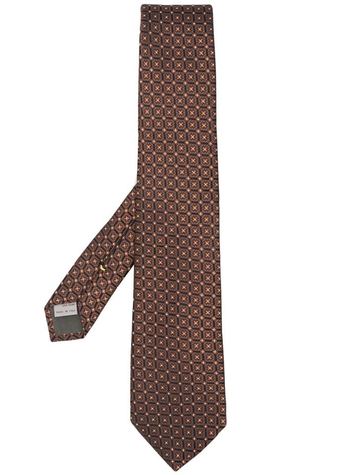 Canali Floral Print Tie - Brown
