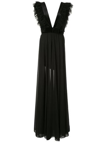 Saiid Kobeisy Tulle Detail Evening Dress - Black