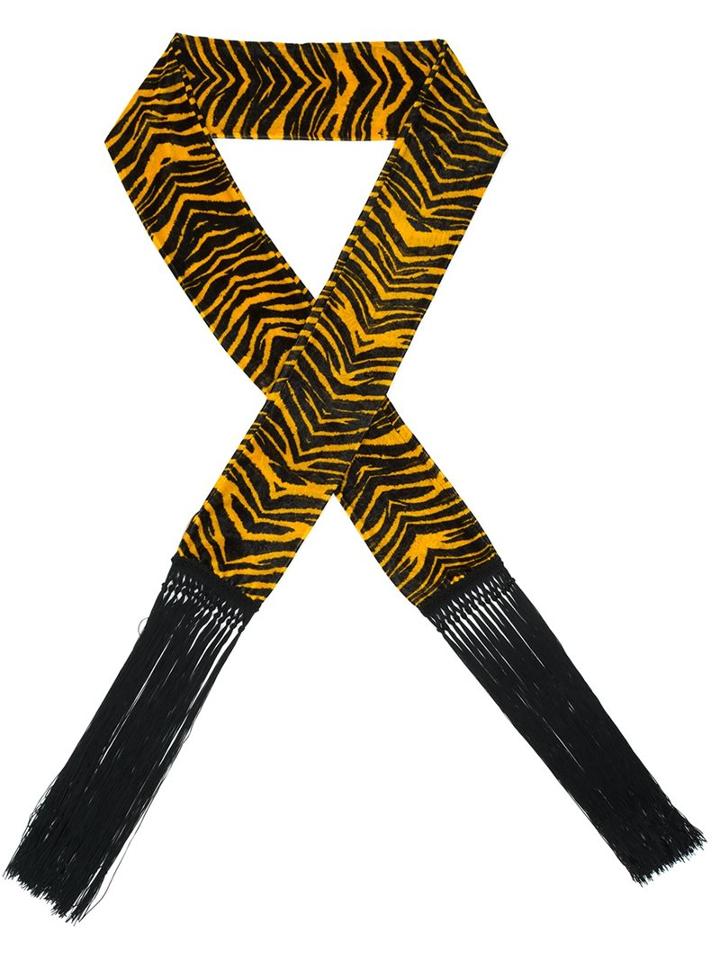 Roberto Cavalli Velvet Animal Print Scarf, Women's, Black, Viscose/silk/acetate