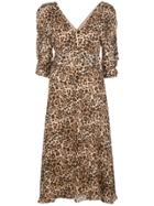 Nicholas Leopard Print Midi Dress - Brown