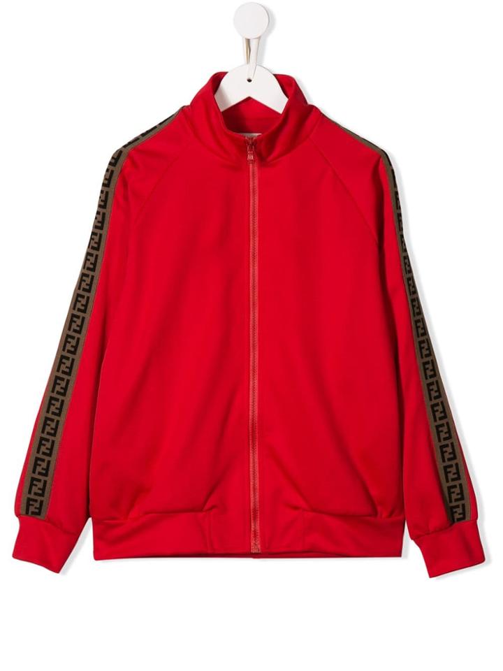 Fendi Kids Logo Zipped Sweatshirt - Red