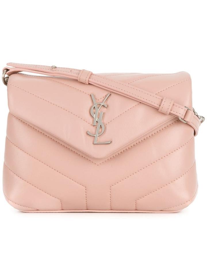 Saint Laurent Quilted Monogram Shoulder Bag - Pink