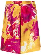 Domenico Formichetti Rorshach Marbled Paint Shorts - Yellow