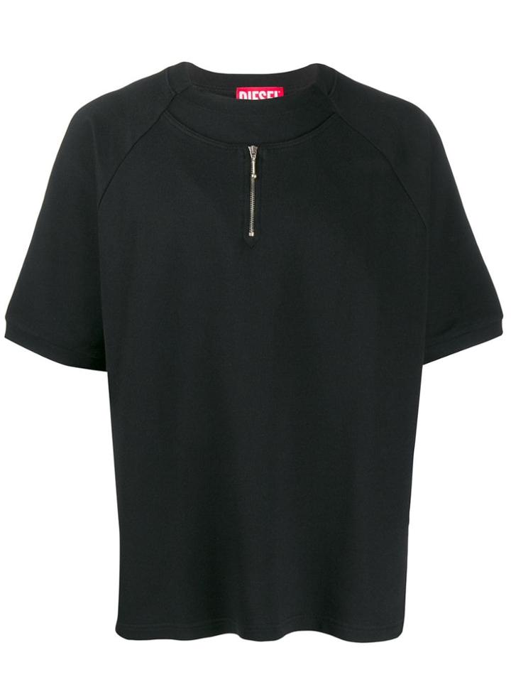 Diesel Red Tag Gr02-t301 Zipped T-shirt - Black