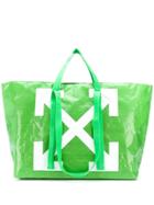 Off-white Arrows Print Oversized Tote - Green