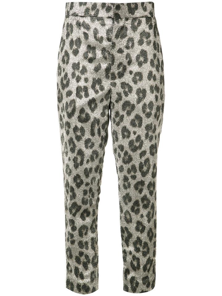 Haider Ackermann Leopard Print Cropped Trousers, Women's, Size: 38, Grey, Polyester/rayon/silk/spandex/elastane