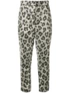 Haider Ackermann Leopard Print Cropped Trousers, Women's, Size: 38, Grey, Polyester/rayon/silk/spandex/elastane