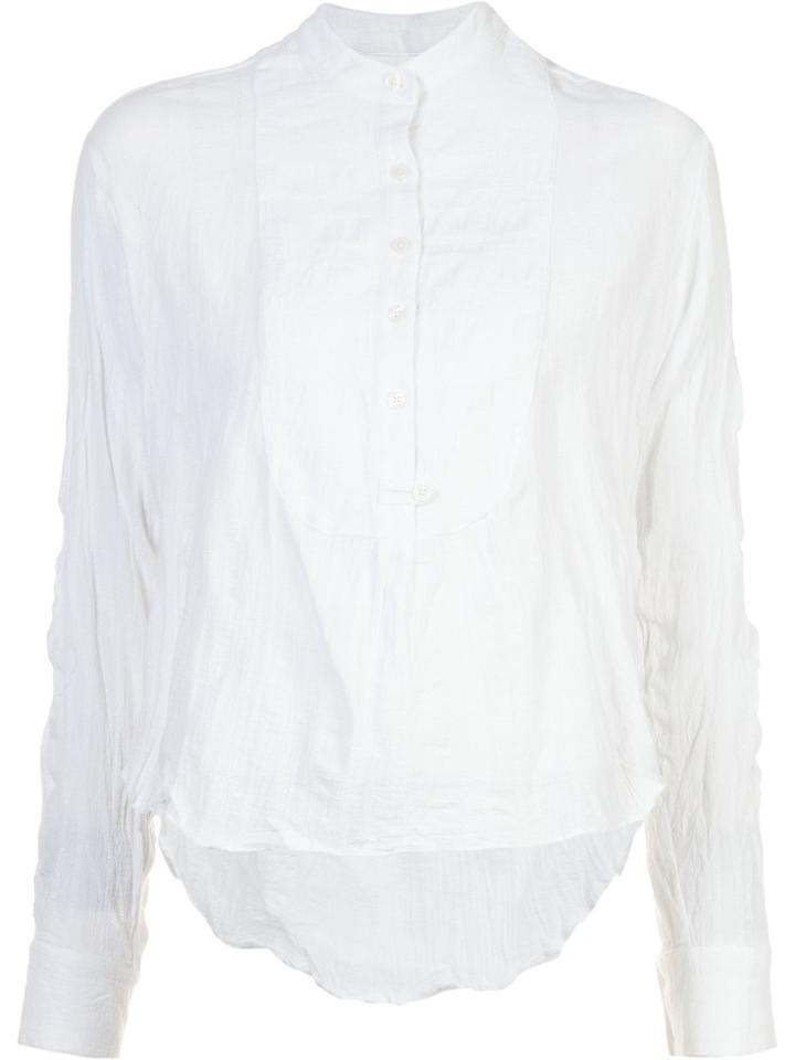 Derek Lam 10 Crosby Creased Mandarin Collar Shirt - White