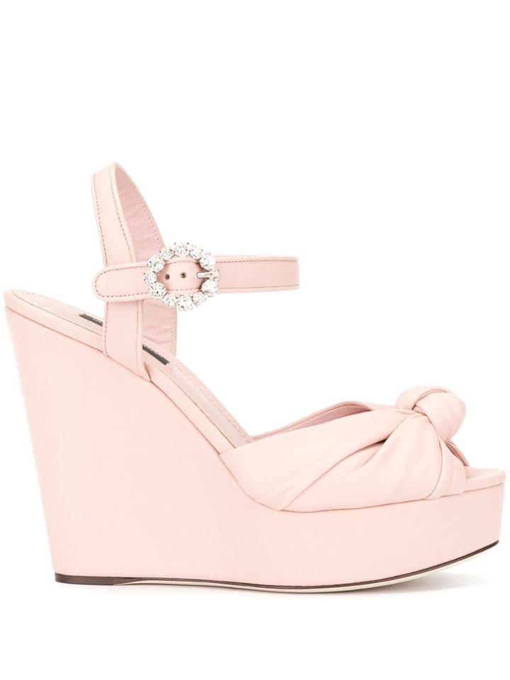 Dolce & Gabbana Knot Wedge Sandals - Pink