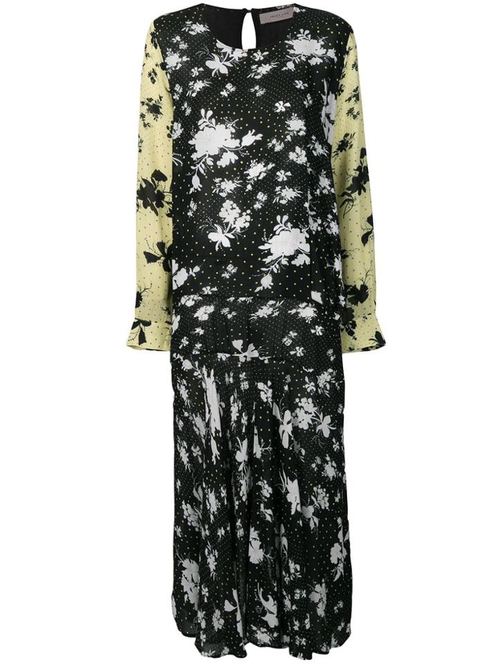 Preen Line Polka Floral Print Dress - Black