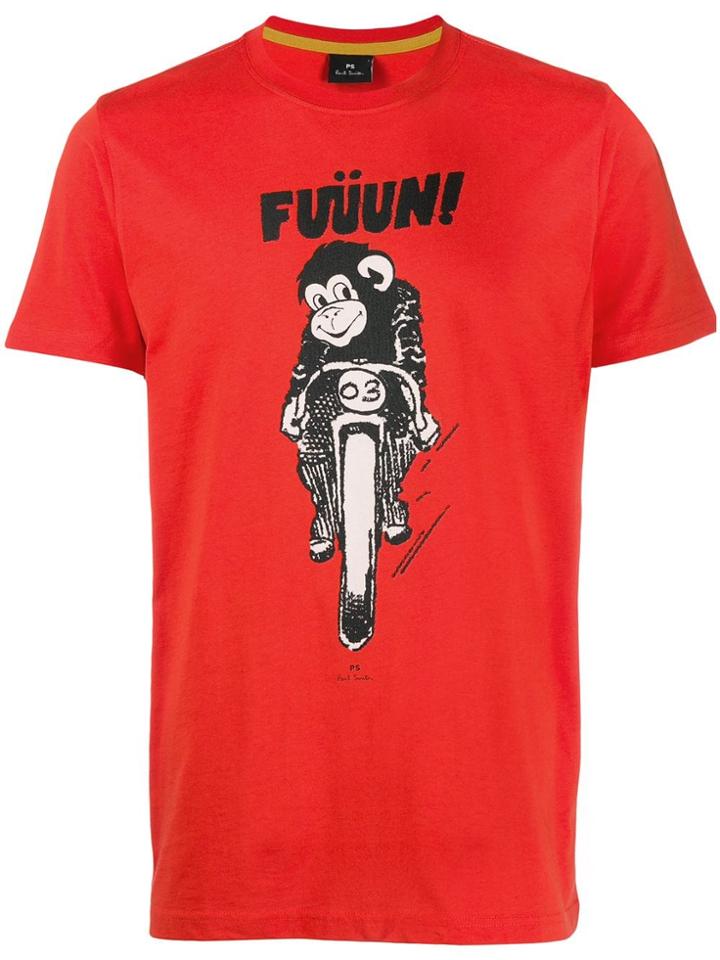 Ps Paul Smith Motorcycle Monkey Print T-shirt - Red