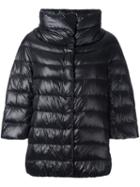 Herno Three-quarter Sleeve Puffer Jacket, Women's, Size: 46, Black, Feather Down/polyamide/cotton