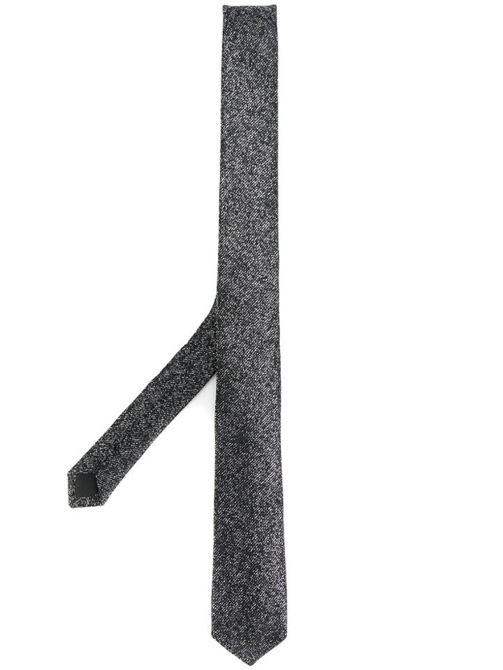 Saint Laurent Chain Metal Jacquard Tie - Metallic