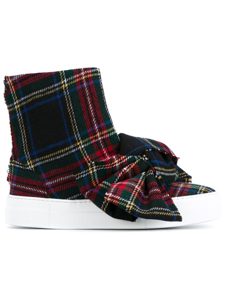 Joshua Sanders Tartan Wool High-top Sneakers With Bow - Multicolour