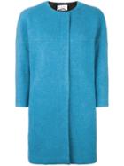Akris Punto Zipped Boxy Coat, Women's, Size: 42, Blue, Polyamide/polyester/polyurethane/wool