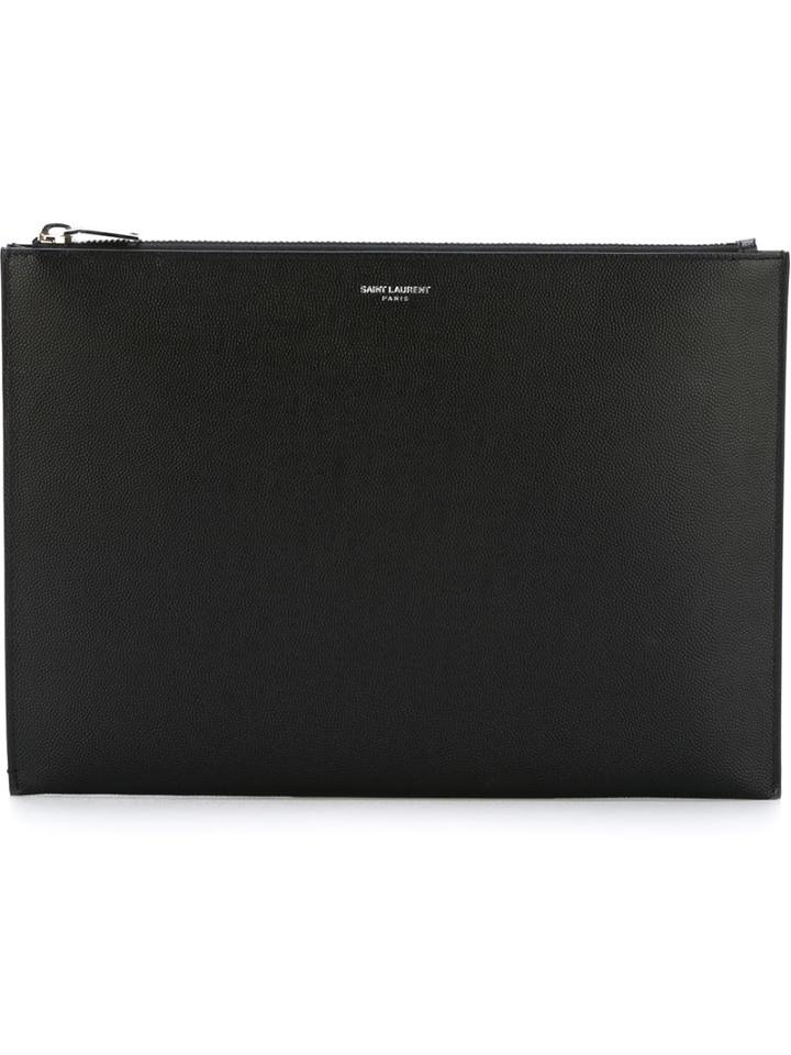 Saint Laurent Classic Clutch, Men's, Black, Leather/calf Leather