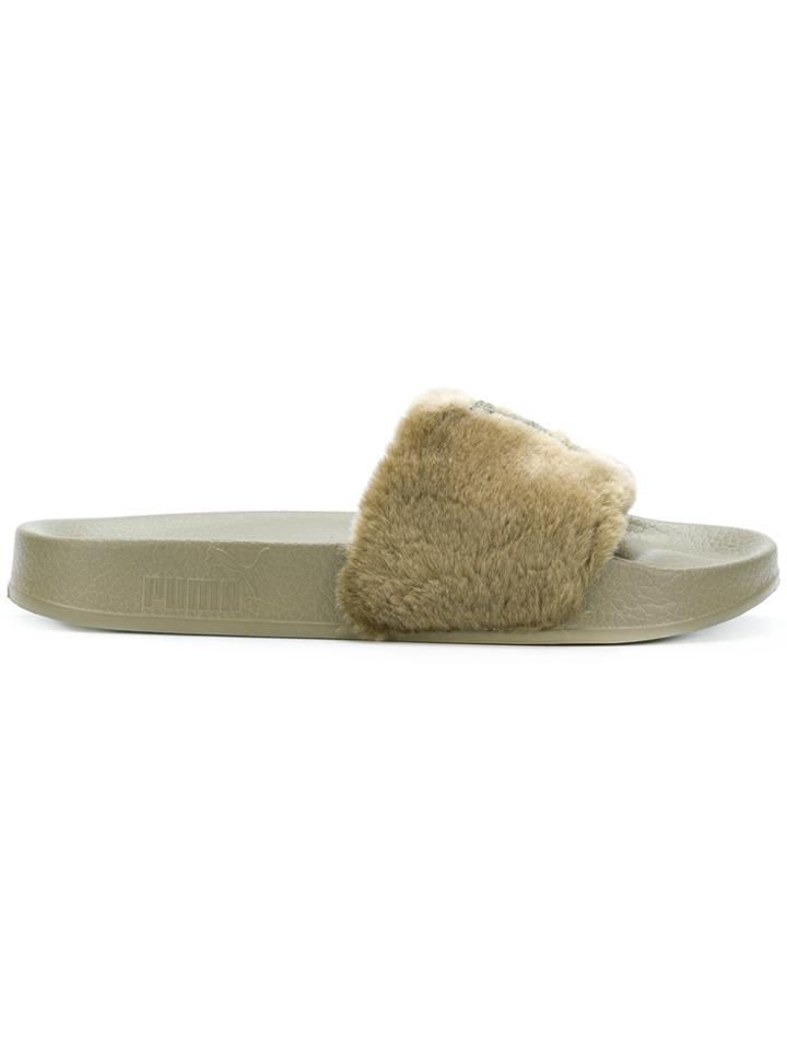 Fenty X Puma Faux-fur Slide Sandals - Green