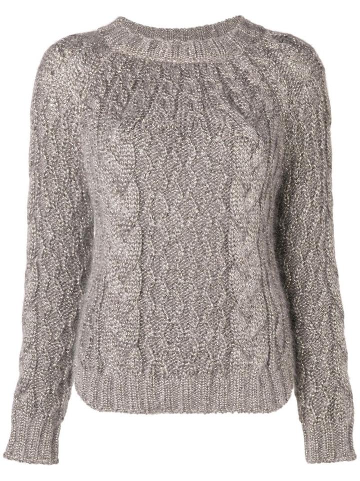 Saint Laurent Aran Cable Knit Jumper - Neutrals