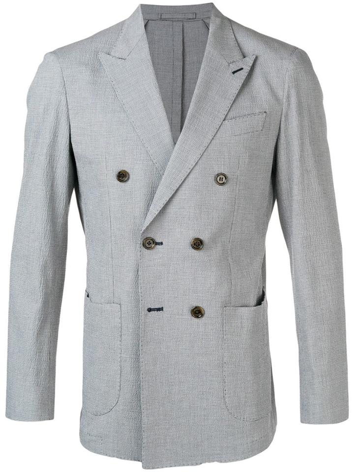 Eleventy Houndstooth Double-breasted Blazer - Blue