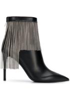 Balmain Fringed Ankle Boots - Black
