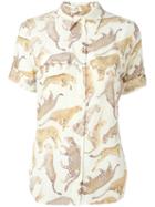 Equipment Buttoned Feline Print Shirt, Women's, Size: Medium, Nude/neutrals, Silk