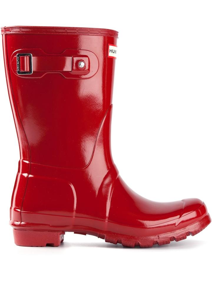 Hunter 'original Short Gloss Wellington' Boots - Red