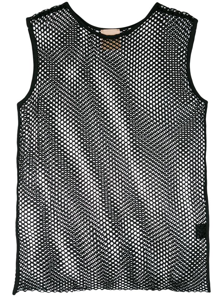 Nude Mesh Tank Top - Black