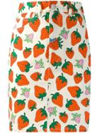Gucci Denim Skirt With Gucci Strawberry - Neutrals