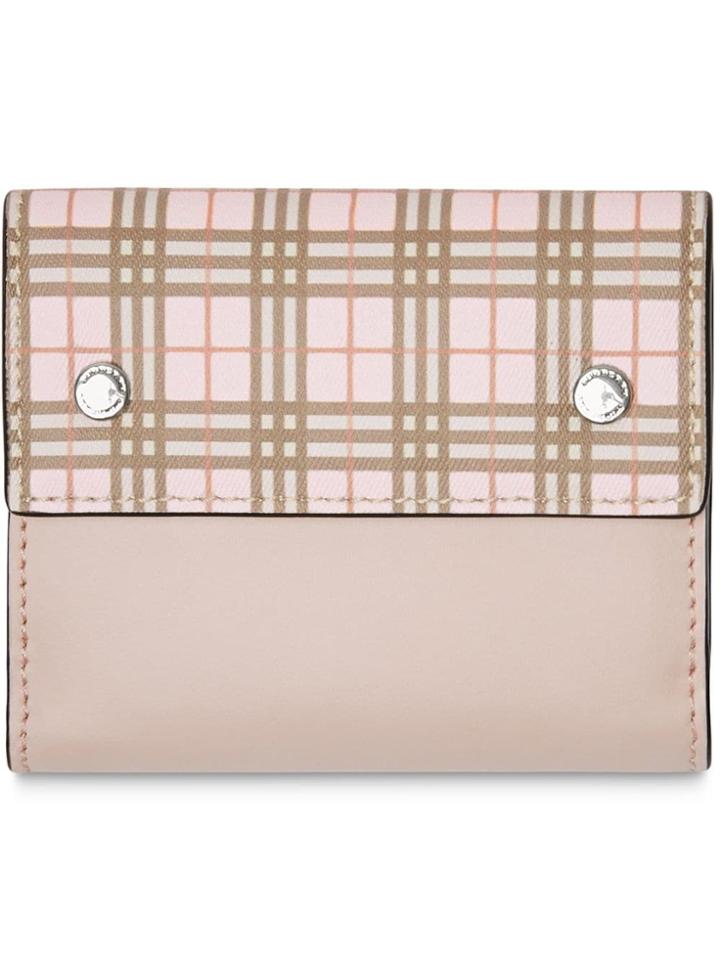 Burberry Small Scale Check And Leather Folding Wallet - Neutrals