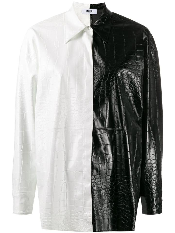 Msgm Two-toned Oversized Shirt - Black