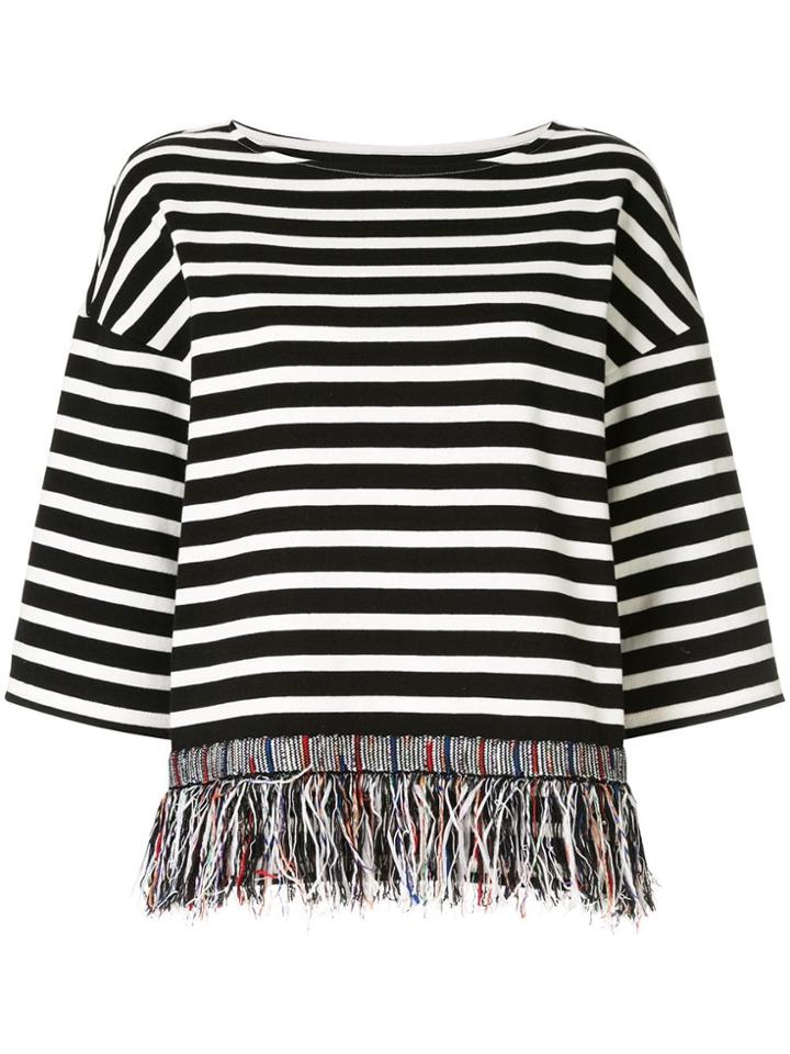 Coohem Fringed Striped T-shirt - Black