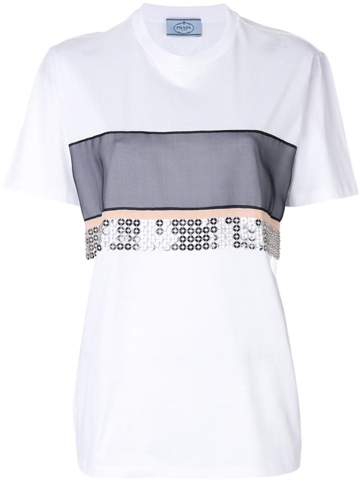 Prada Embroidered Panel T-shirt - White