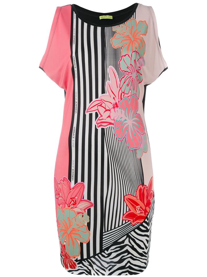 Versace Jeans - Floral Print Dress - Women - Spandex/elastane/viscose - 40, Women's, Pink/purple, Spandex/elastane/viscose