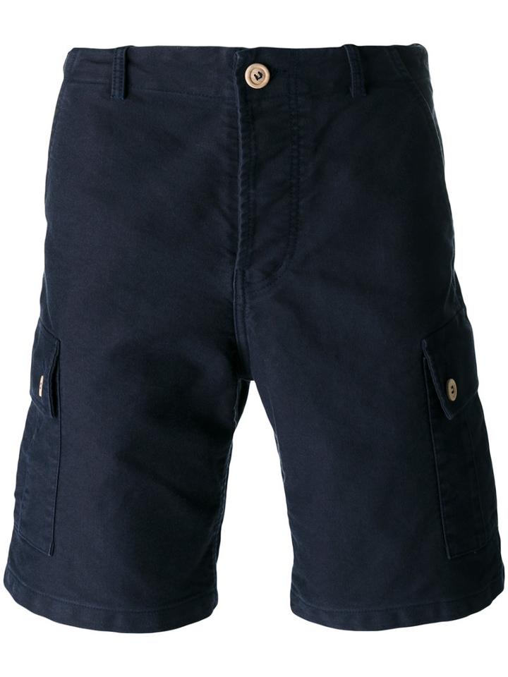Bleu De Paname Back Pocket Cargo Shorts, Men's, Size: 34, Blue, Cotton/wool