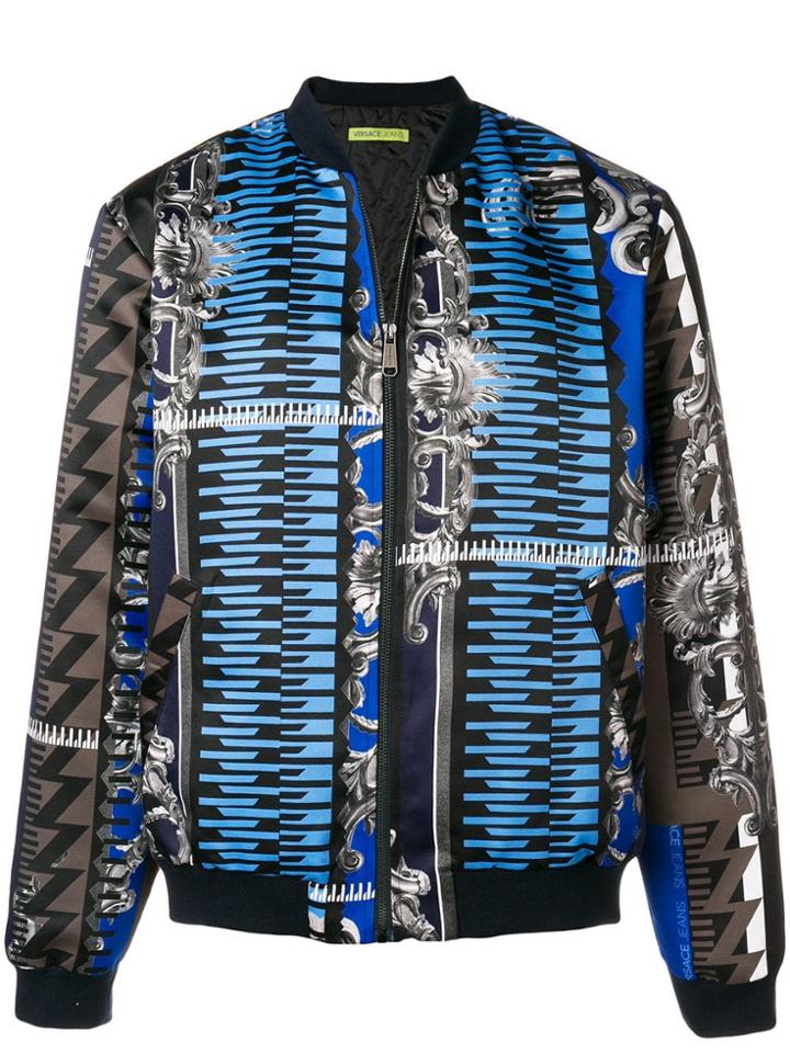 Versace Jeans Tactel Printed Geo Bomber - Blue