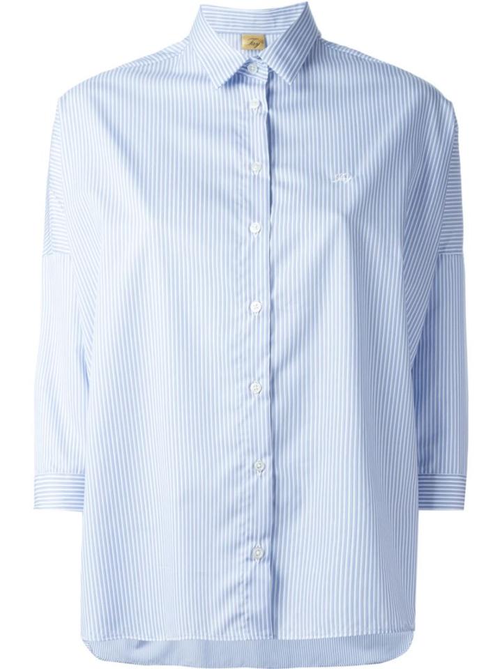 Fay Oversize Stripe Shirt, Women's, Size: 42, Blue, Cotton