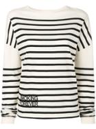 Saint Laurent Striped Smoking Forever Embroidered Top - Black