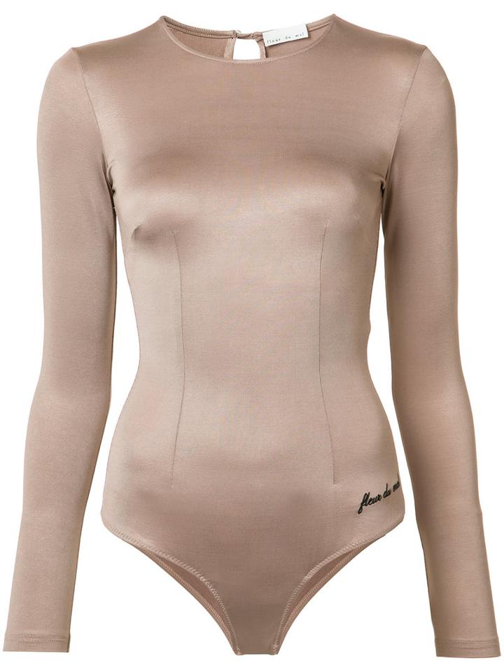 Fleur Du Mal 'fdm' Embroidery Bodysuit, Size: Small, Pink/purple, Polyamide