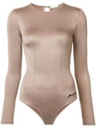 Fleur Du Mal 'fdm' Embroidery Bodysuit, Size: Small, Pink/purple, Polyamide