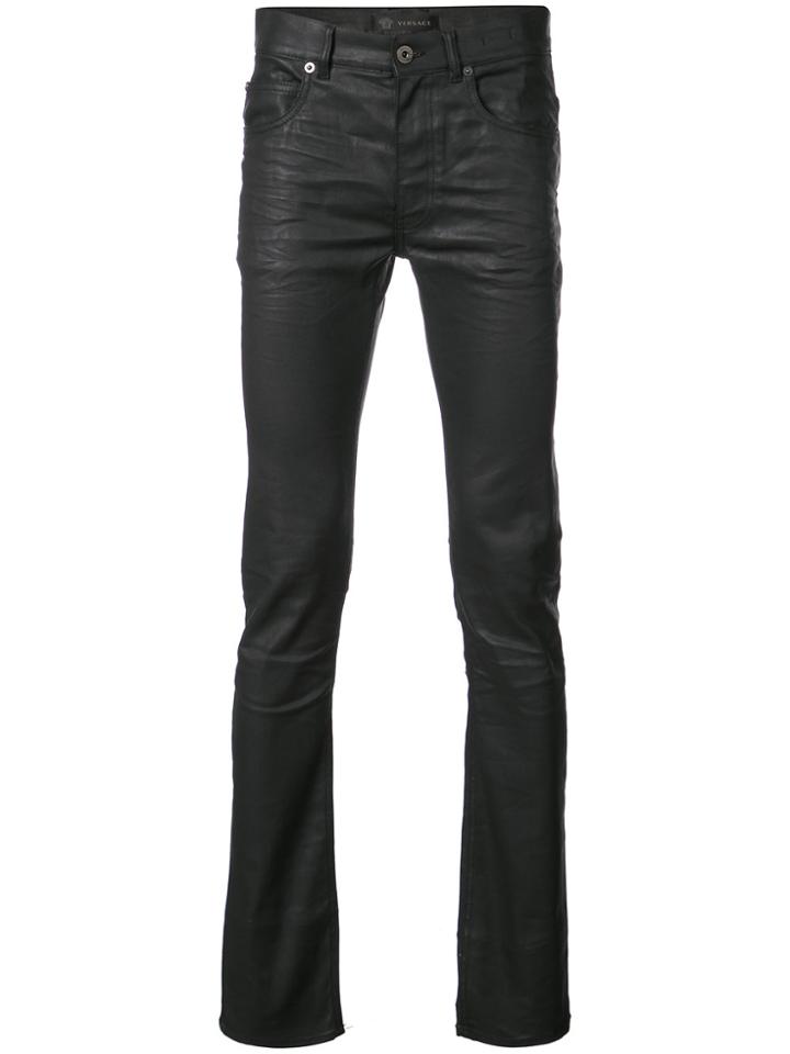Versace Waxed Skinny Jeans - Black