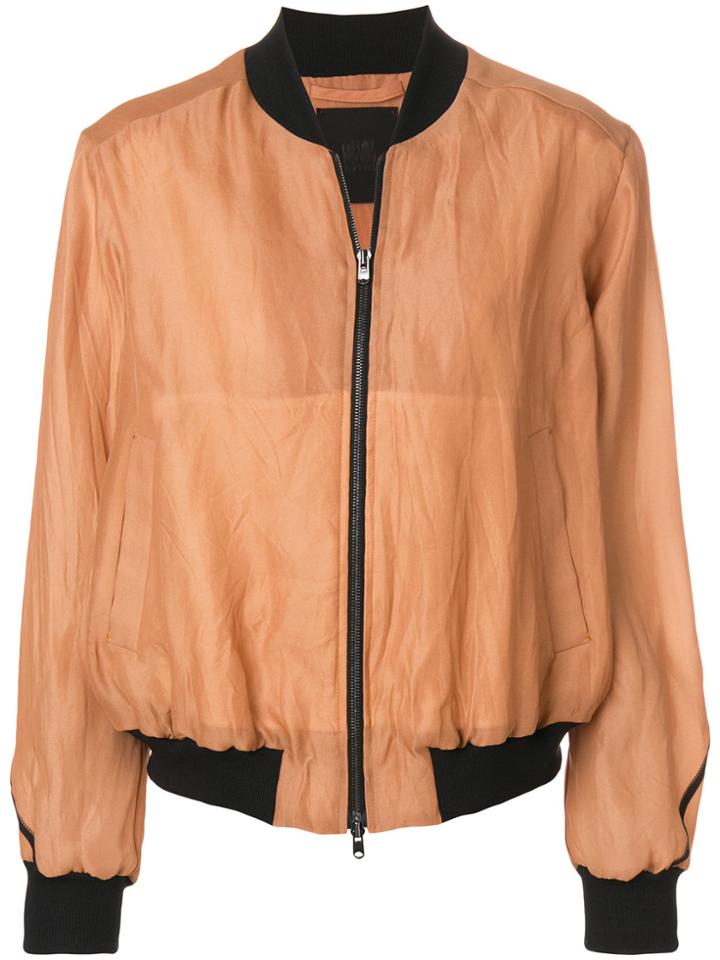 Lost & Found Ria Dunn Zipped Bomber Jacket - Nude & Neutrals