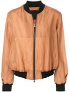 Lost & Found Ria Dunn Zipped Bomber Jacket - Nude & Neutrals