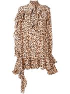 Rokh Leopard-print Ruffle Dress - Neutrals