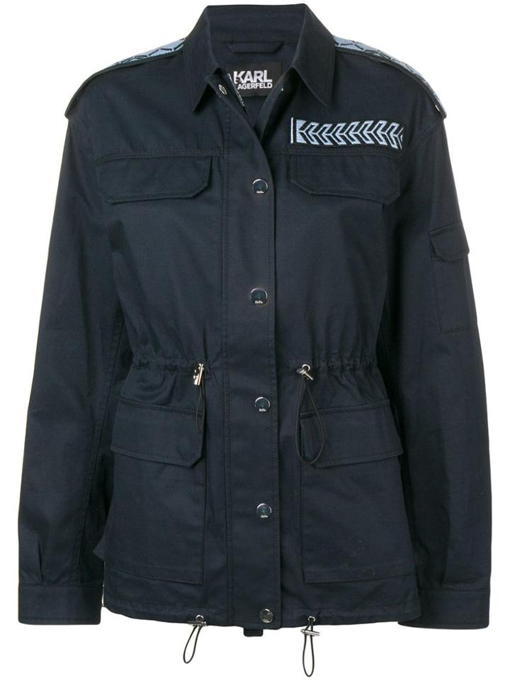Karl Lagerfeld Mid-length Safari Jacket - Blue