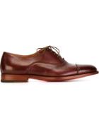 Santoni Stacked Heel Oxford Shoes, Men's, Size: 8.5, Red, Leather