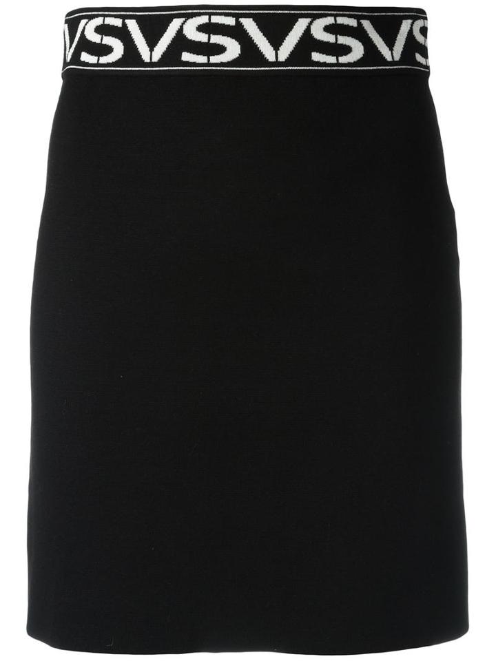 Versus Logo Intarsia Skirt, Women's, Size: 42, Black, Viscose/polyester
