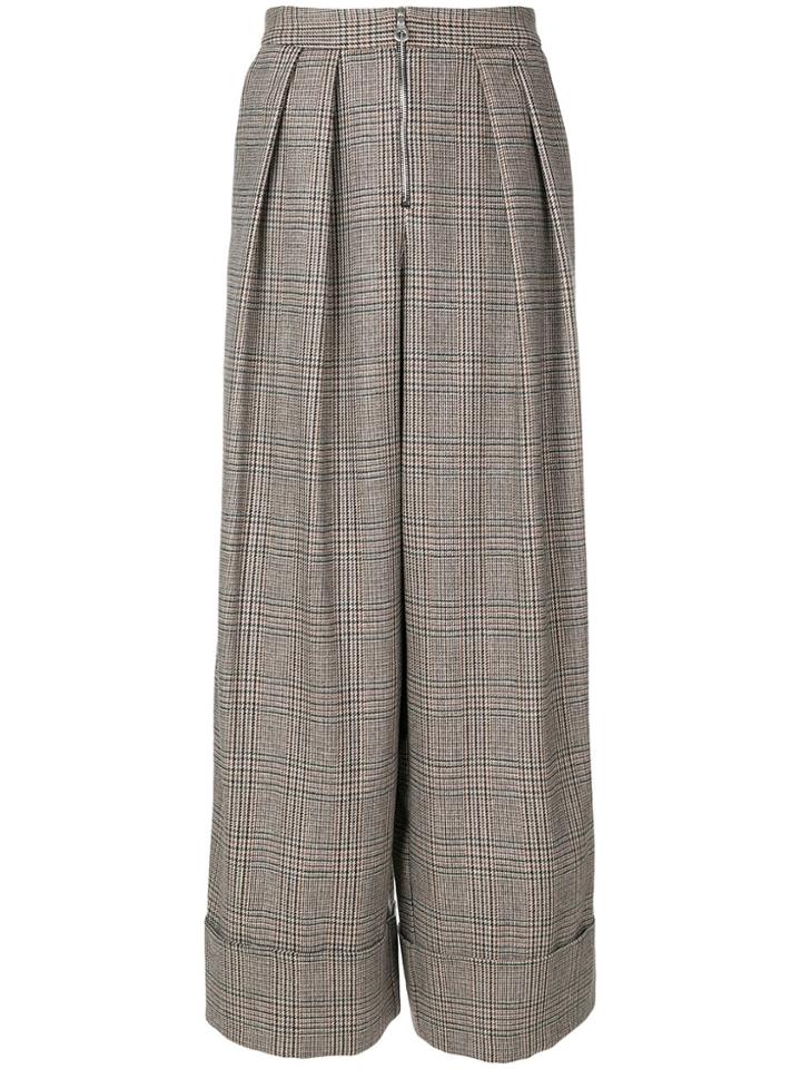 Joshua Millard Wide Leg Tweed Trousers - Brown