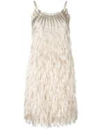 Alberta Ferretti Feather Dress, Women's, Size: 38, Nude/neutrals, Polyester/silk/polyamide/other Fibers