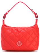 Moncler Small Quilted Tote, Women's, Red, Leather