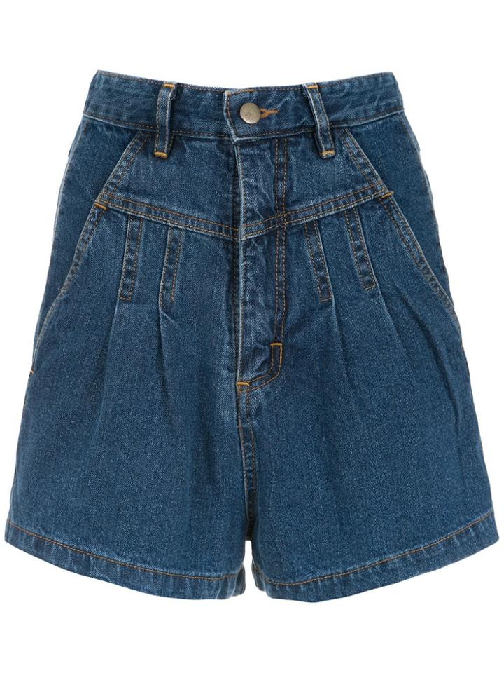 Framed Denim Shorts - Blue